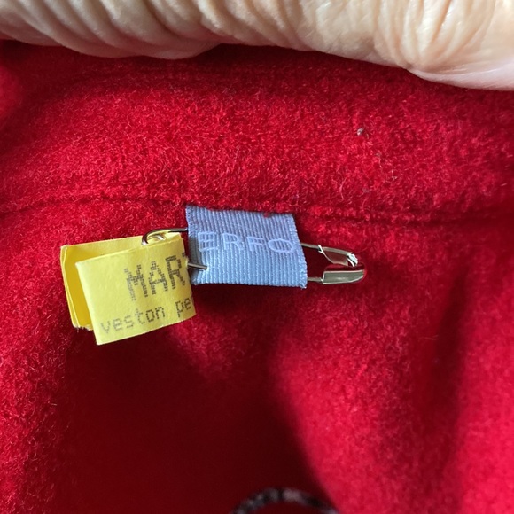 Vtg Erfo red vest, button down, pockets, blend polyester/wool Size L - Picture 14 of 17